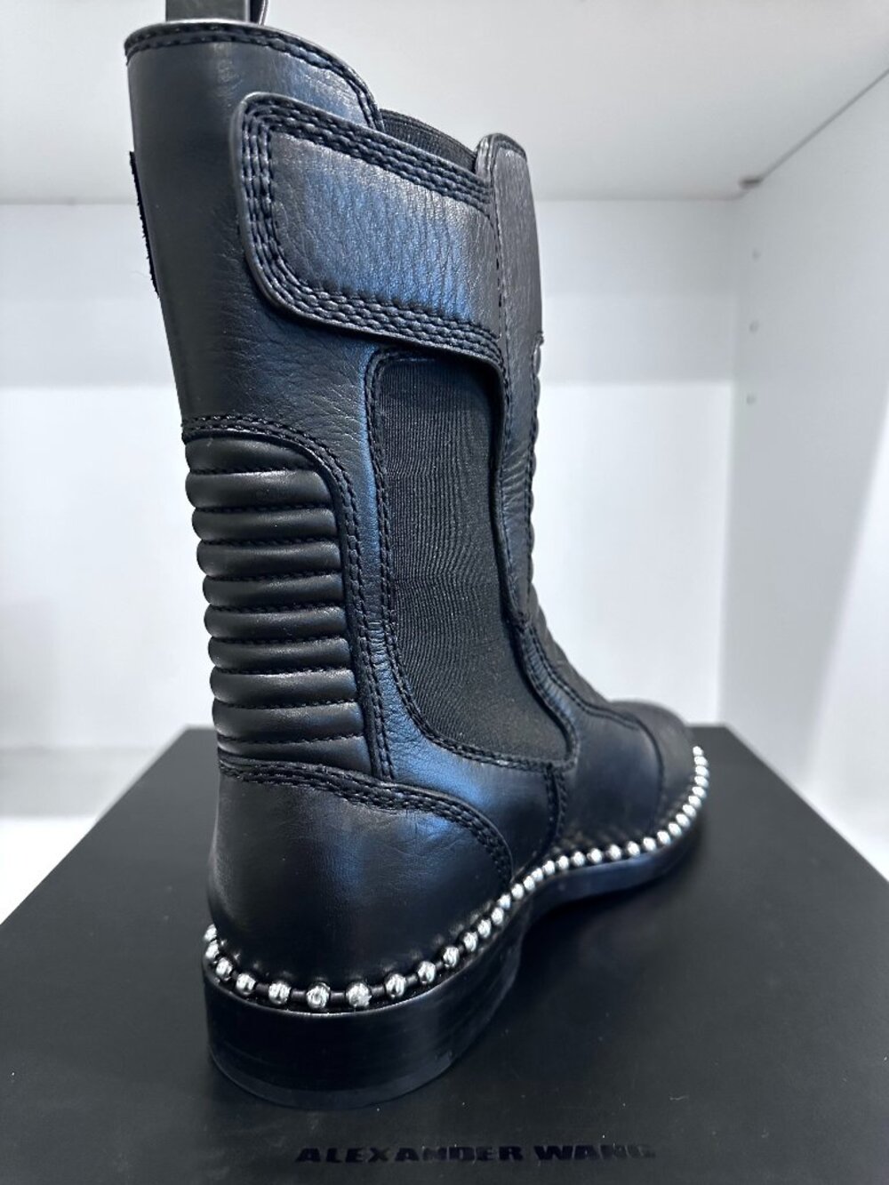 Brand New in Box Alexander Wang Black Leather Boots, Size 38 - Picture 10 of 14